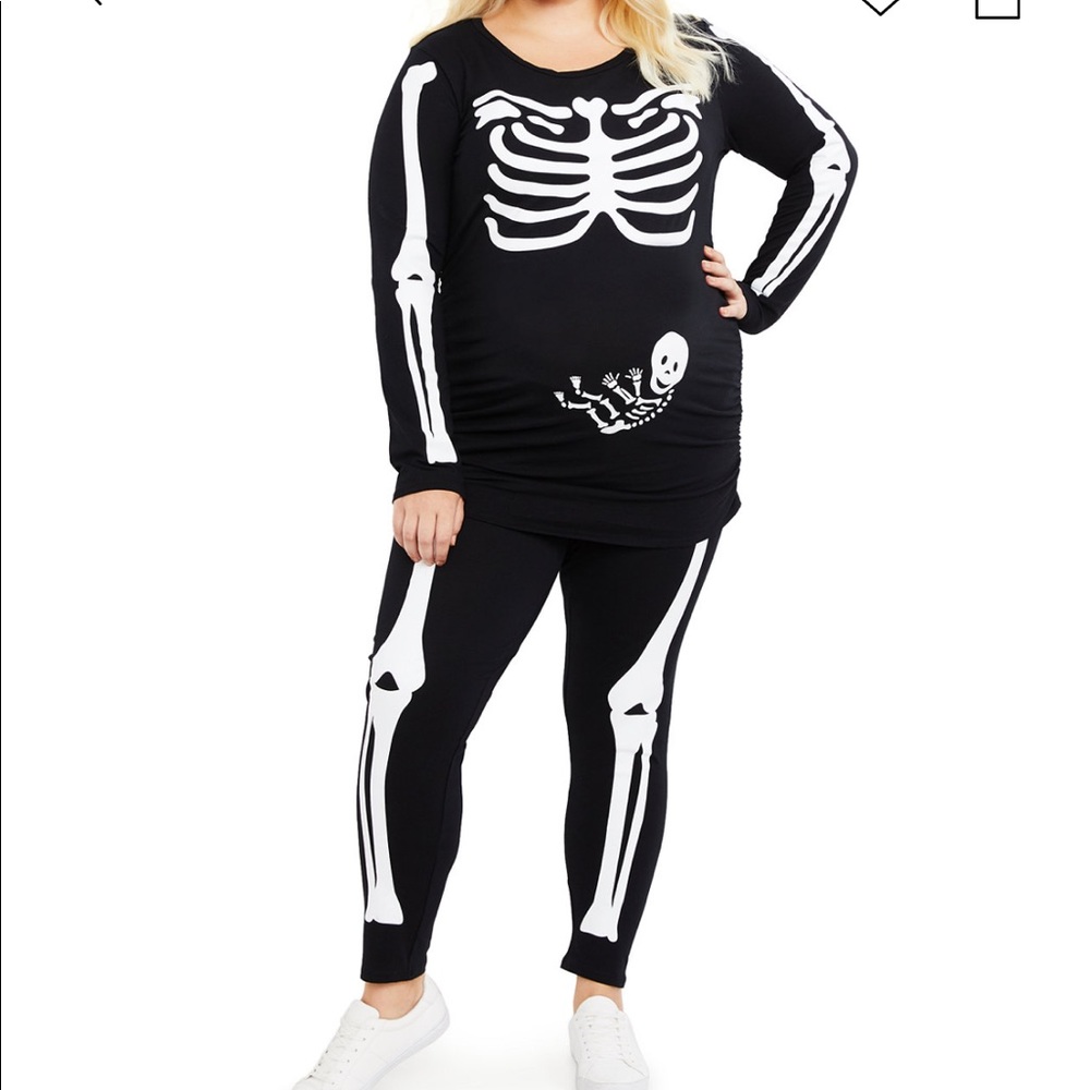 Motherhood Maternity Plus Size 1X Halloween Skeleton Costume / pajamas